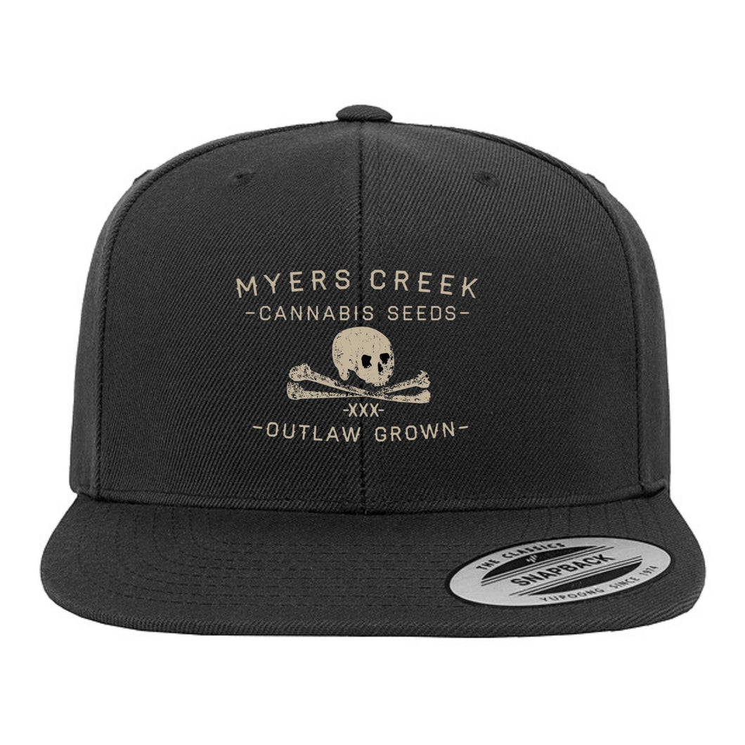 Myers Creek Black Flat Brim Snapback Cap